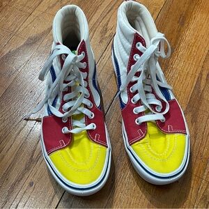 Vans Sk8-Hi ComfyCush Red White Blue Yellow Women’s 8 Men’s 6.5 Retro Style